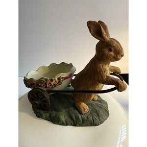 Russ Berrie & Co Olde World Heritage Rabbit Pulling Cart Figurine #16737